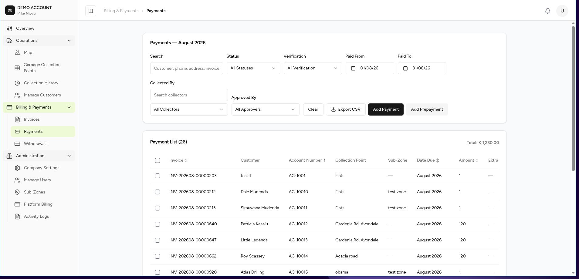 Payments Dashboard