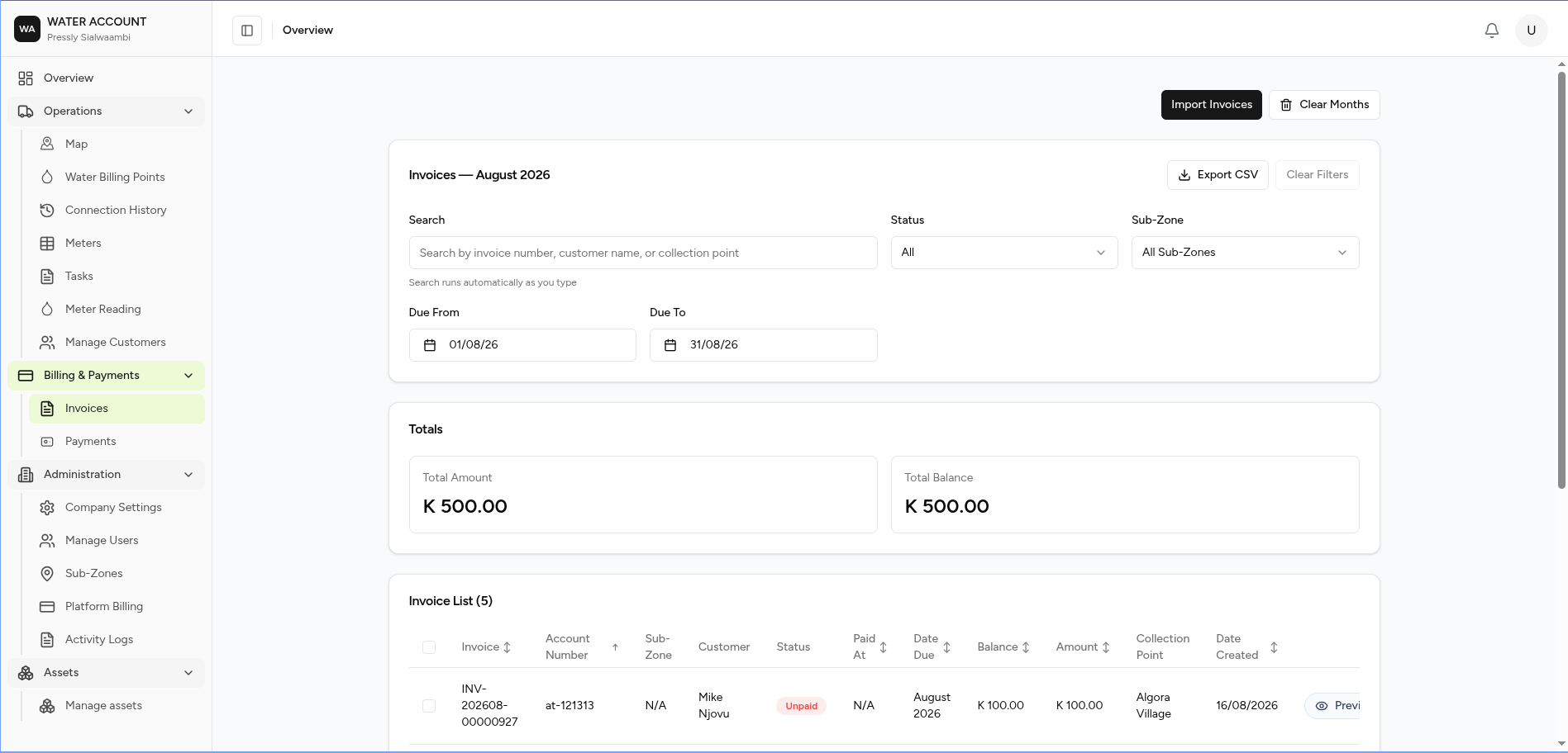 Invoices Dashboard