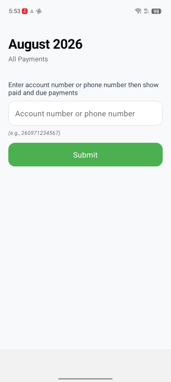 Garbage Pay login screen