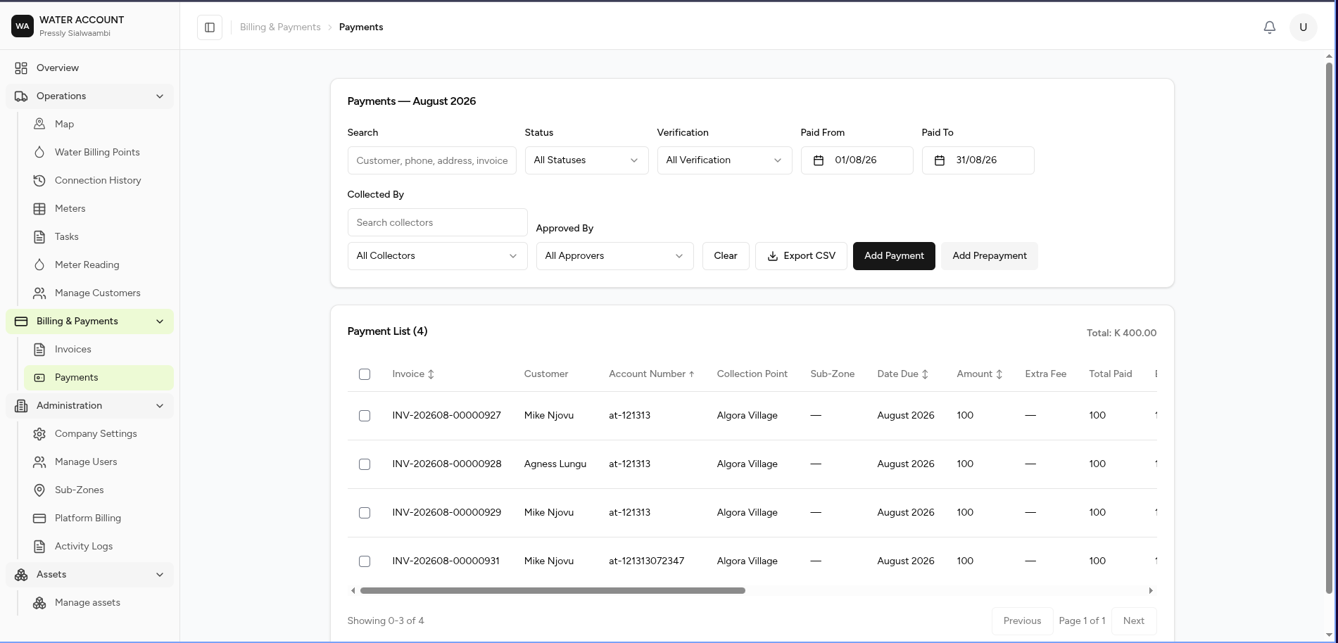 Payments Dashboard