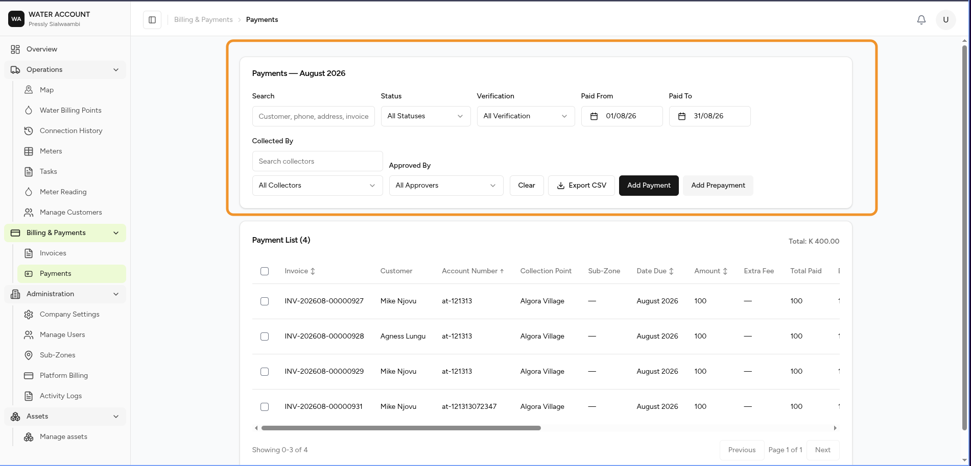 Payments Layout
