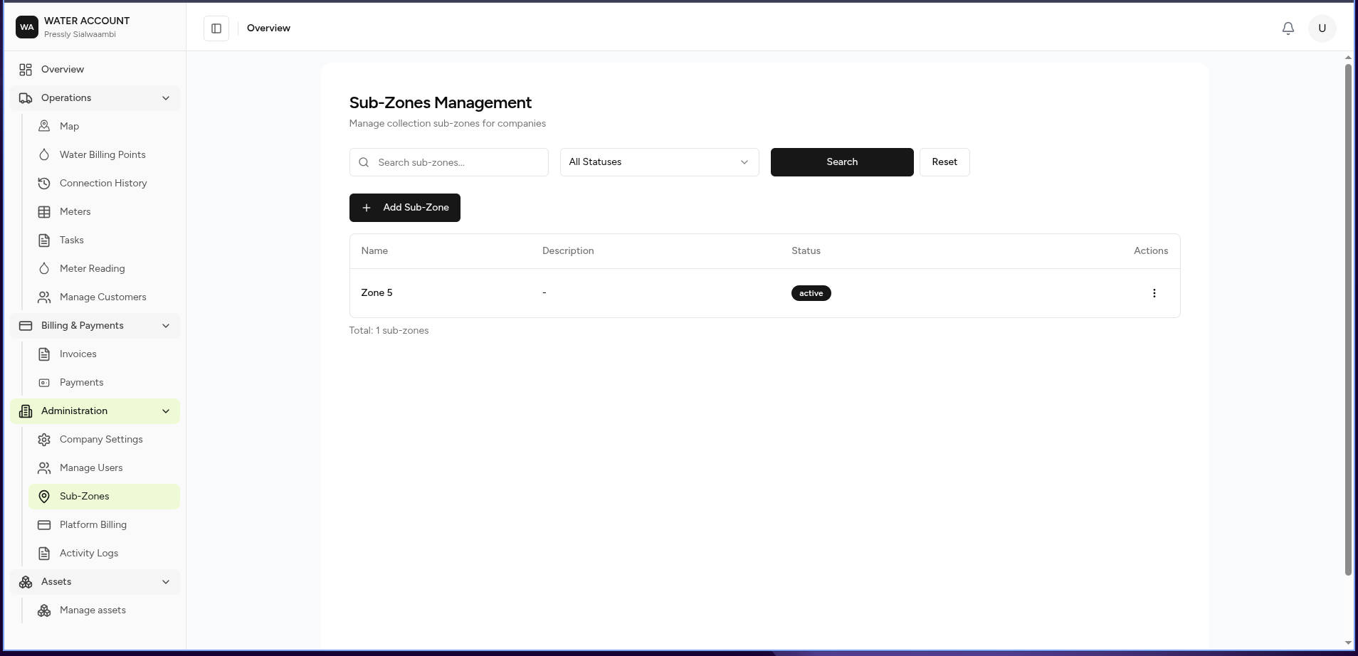 Sub-Zones Management