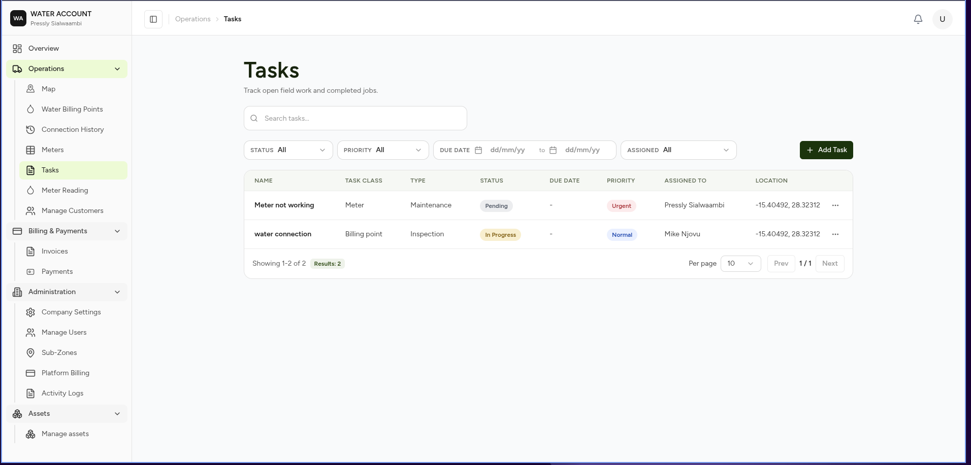 Tasks Dashboard