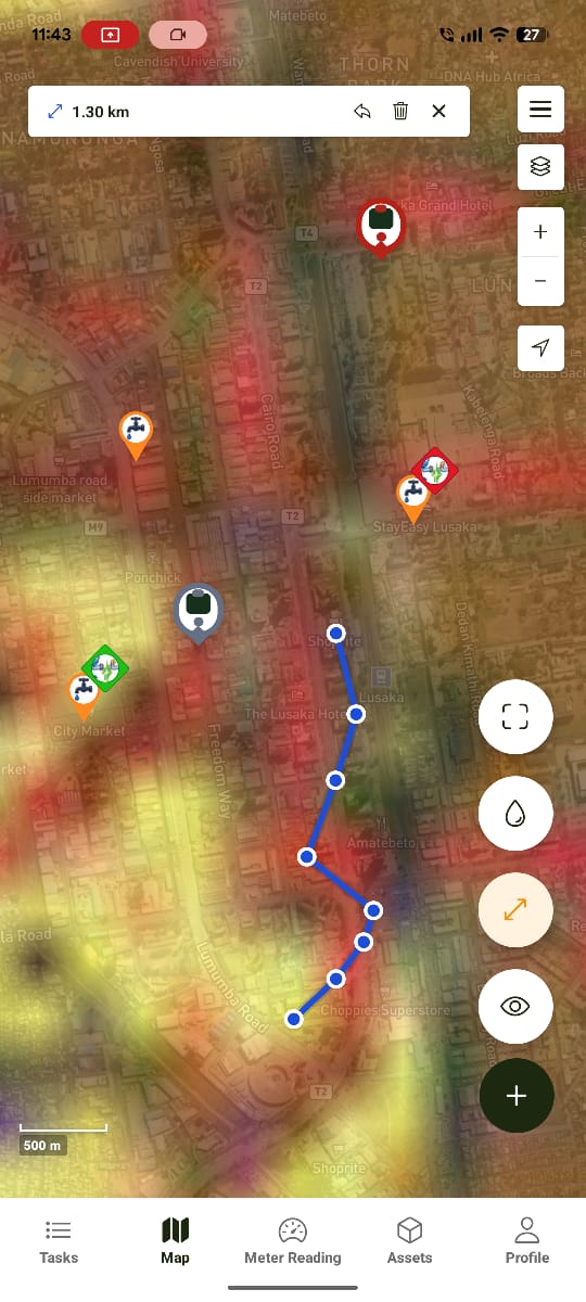 Measure Distance with action buttons expanded